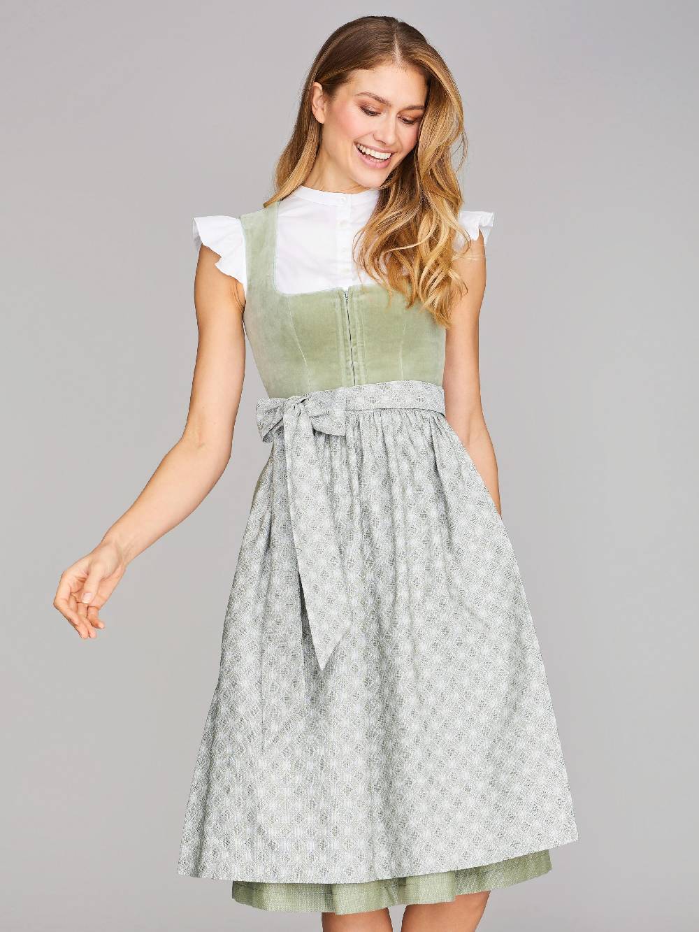 Limberry Salbeigrünes Dirndl mit Samt-Mieder - ROMEE DESERT SAGE Bis zu 50% Rabatt
