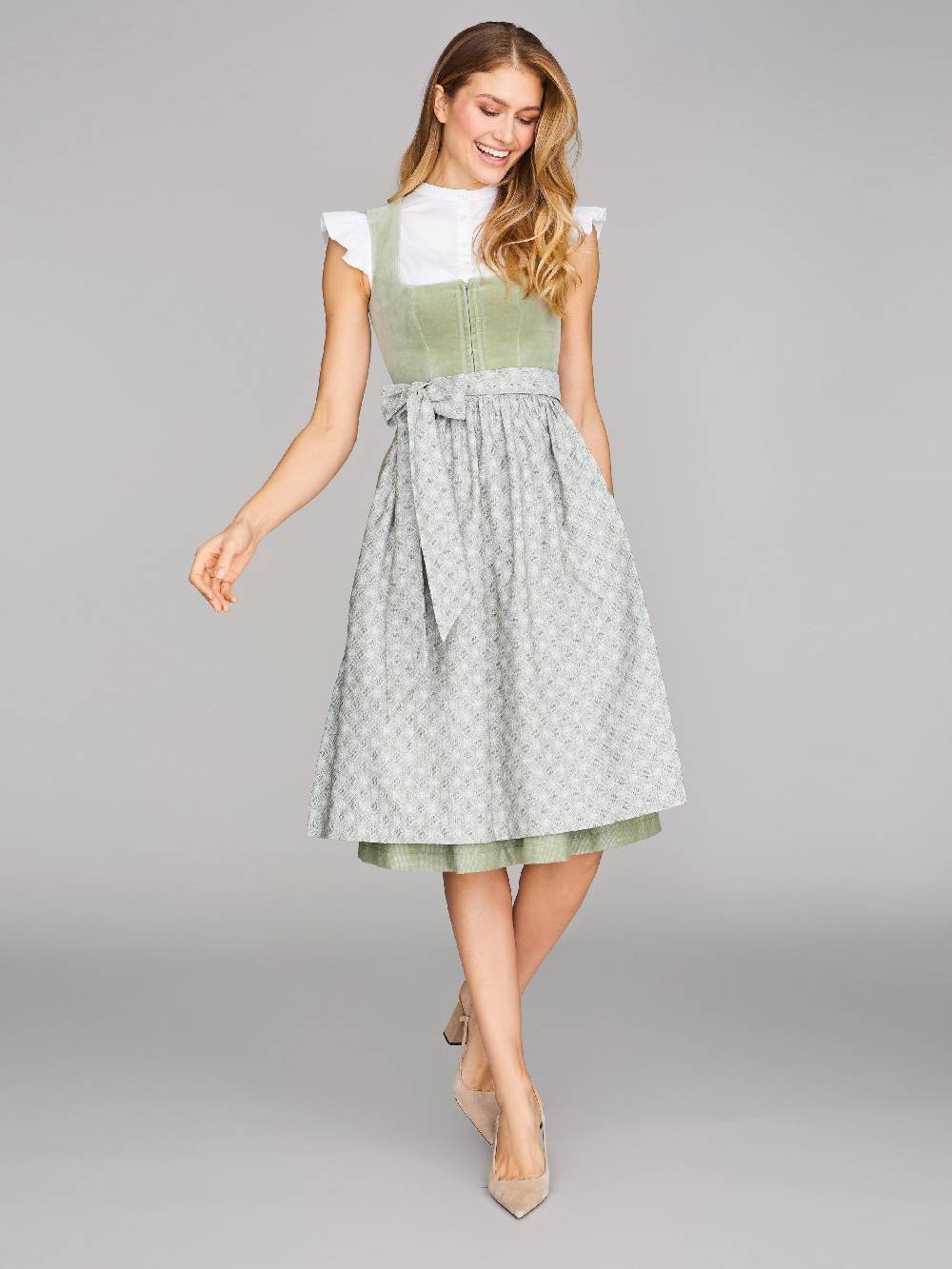Limberry Salbeigrünes Dirndl mit Samt-Mieder - ROMEE DESERT SAGE Bis zu 50% Rabatt