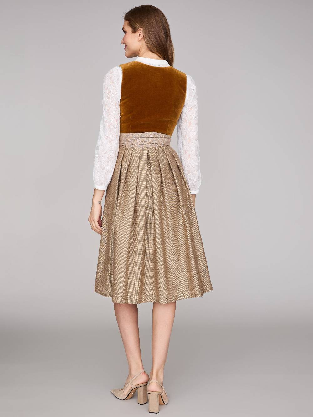Limberry Karamell-farbenes Dirndl mit Samt-Mieder - ROMEE GOLDEN BROWN Bis zu 60% Rabatt