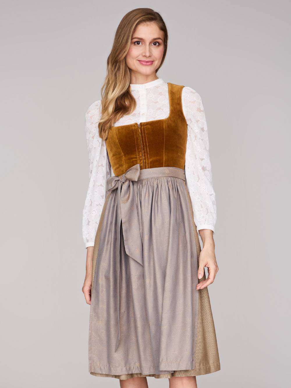 Limberry Karamell-farbenes Dirndl mit Samt-Mieder - ROMEE GOLDEN BROWN Bis zu 60% Rabatt