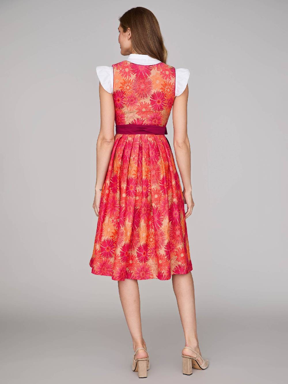Limberry Pinkes Dirndl mit Blumenmuster - DAHLIA GERANIUM Sonderangebot der Fabrik