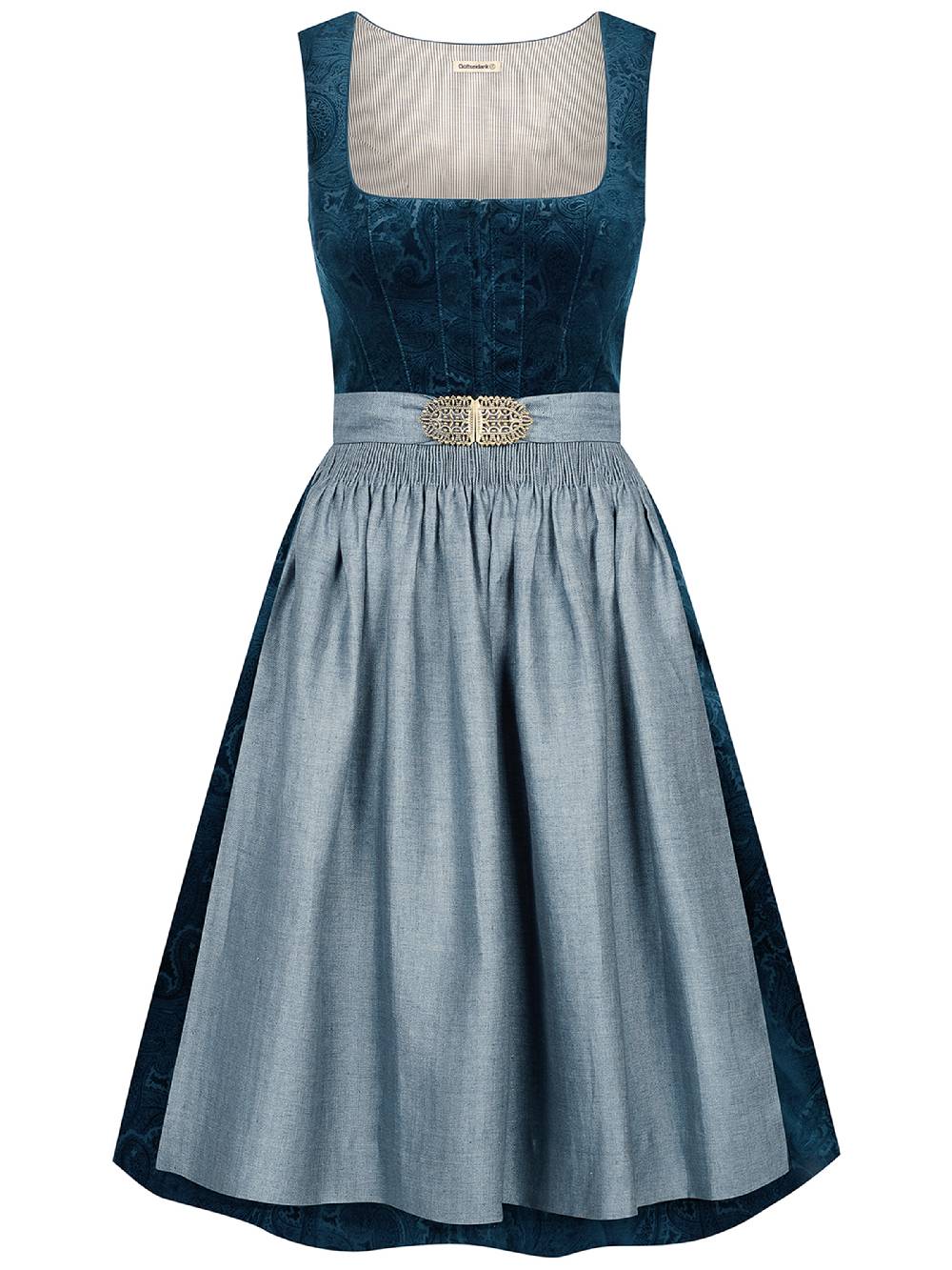Limberry Petrolfarbenes Dirndl aus gemustertem Samt - ANTONIA CADMIUMGRÜN Black Friday Preise