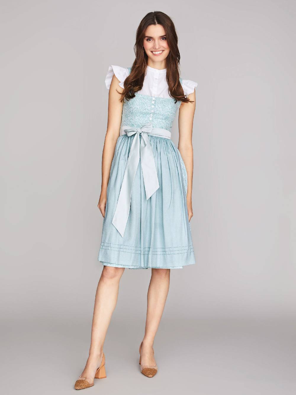 Limberry Türkis-farbenes Dirndl mit Blumenmuster - FIONA TÜRKIS zollfrei