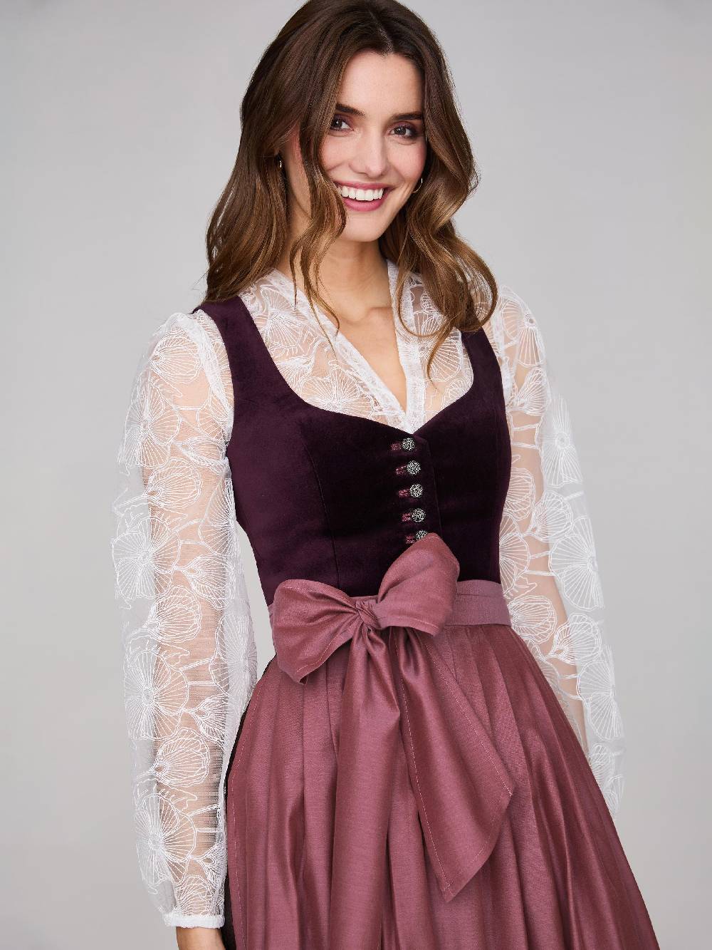 Limberry Mauvefarbenes Dirndl mit Samt-Mieder - JANNI DARK MAUVE Verkauf