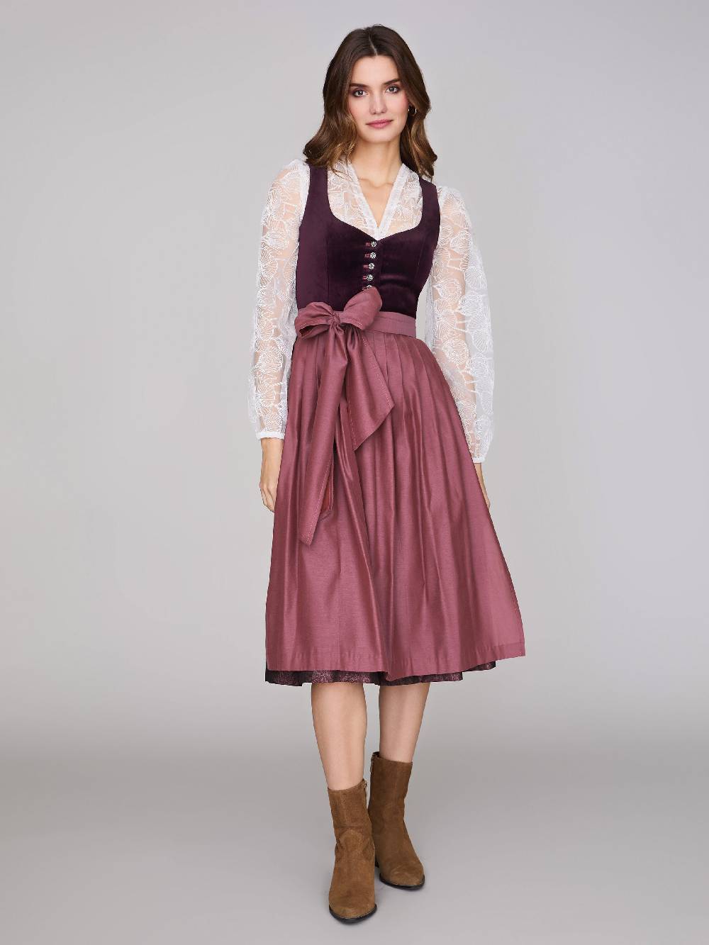 Limberry Mauvefarbenes Dirndl mit Samt-Mieder - JANNI DARK MAUVE Verkauf