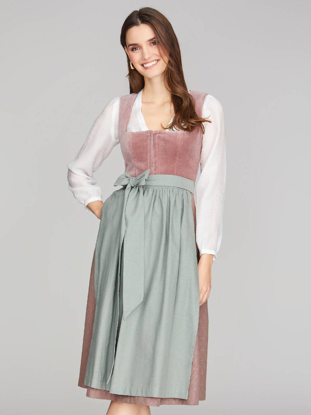Limberry Rosa-farbenes Dirndl mit Samt-Mieder - DELILAH DUSTY ROSE Großer Ausverkauf