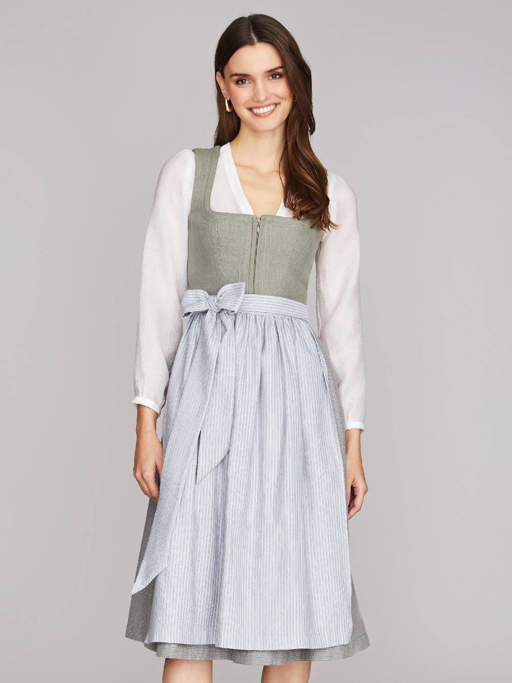 Limberry Grünes Dirndl aus Leinen - CLAIRE MISTY GREEN Große Rabatte