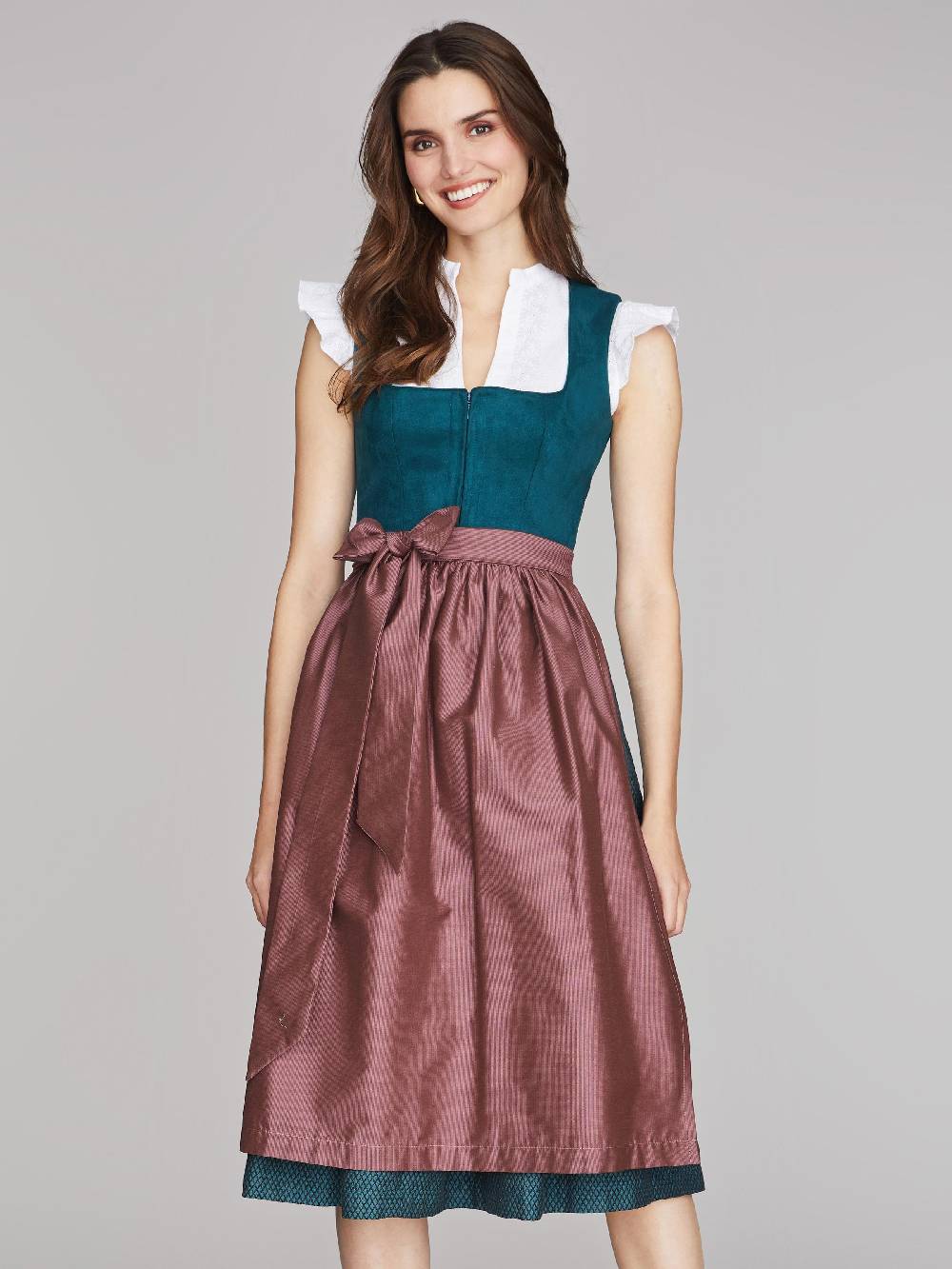 Limberry Blau-Grünes Dirndl mit Velours-Mieder - JULIE DARK TEAL Saisonale Angebote