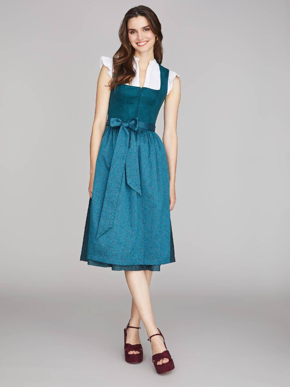 Limberry Blau-Grünes Dirndl mit Velours-Mieder - JULIE DARK TEAL Saisonale Angebote
