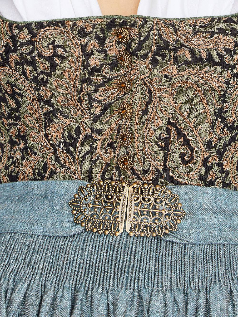 Limberry Gemustertes Dirndl mit Leinen-Mieder - ANNABELLE SCHWARZ Tiefpreis