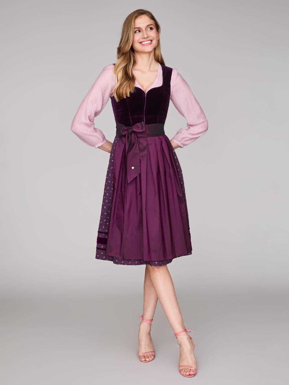 Limberry Rosafarbene Langarm-Dirndlbluse - HARPER ROSA Letzte 2 Tage