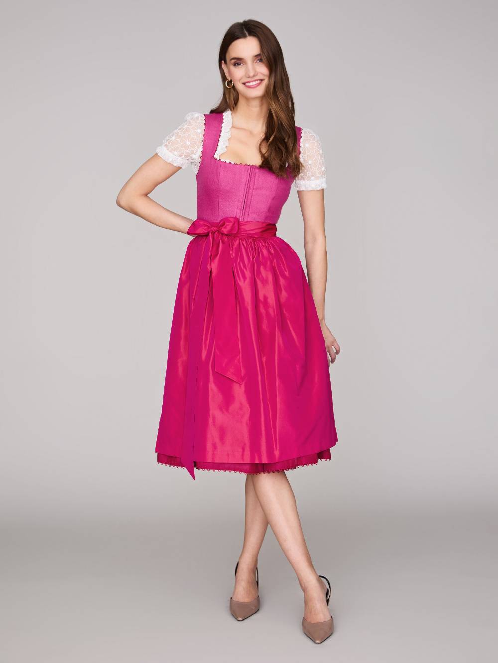 Limberry Pinkes Dirndl mit Leinen-Mieder - MÜNCHEN PINK Bis zu 60% Rabatt