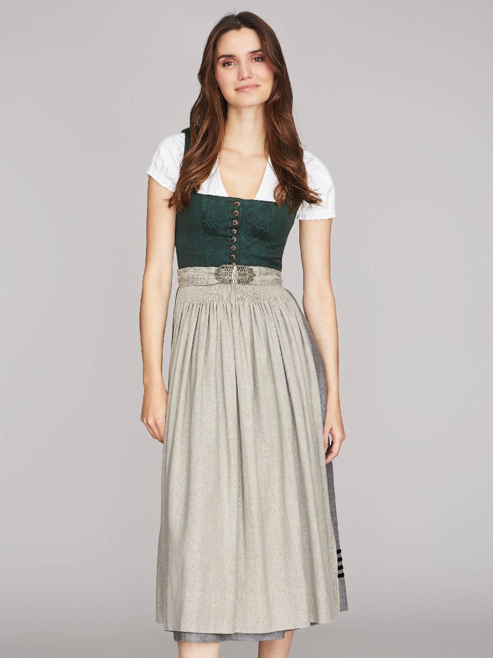 Limberry Tannengrünes Dirndl mit Blumen-Muster - MONIKA TANNE Bis zu 65% Rabatt