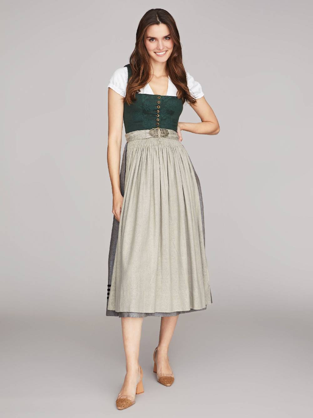 Limberry Tannengrünes Dirndl mit Blumen-Muster - MONIKA TANNE Bis zu 65% Rabatt