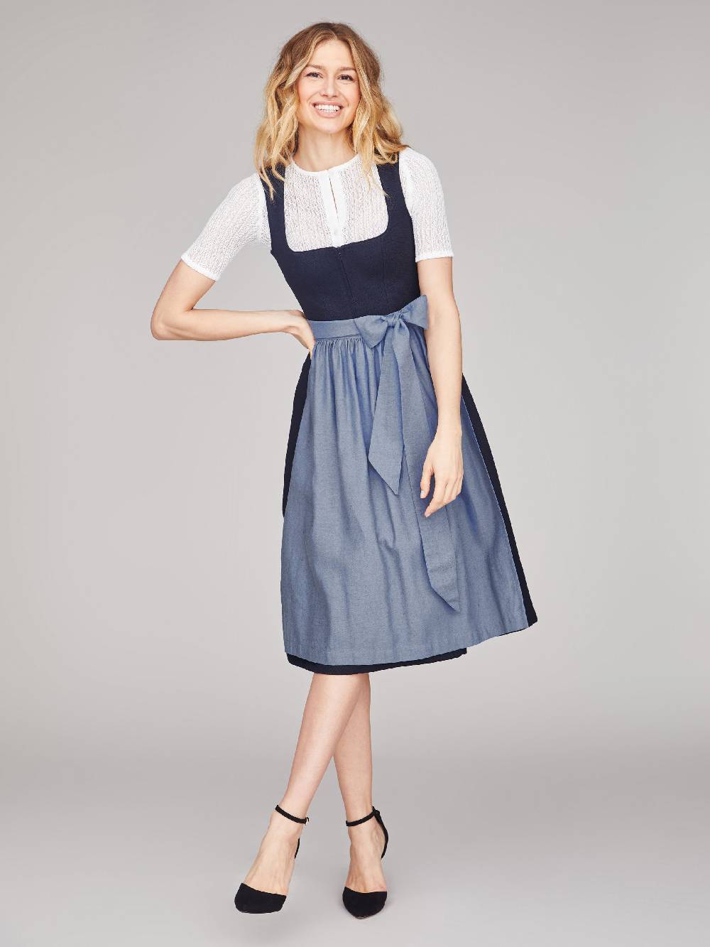 Limberry Dunkelblaues strukturiertes Dirndl - RAVEN MIDNIGHT BLUE Top Angebot