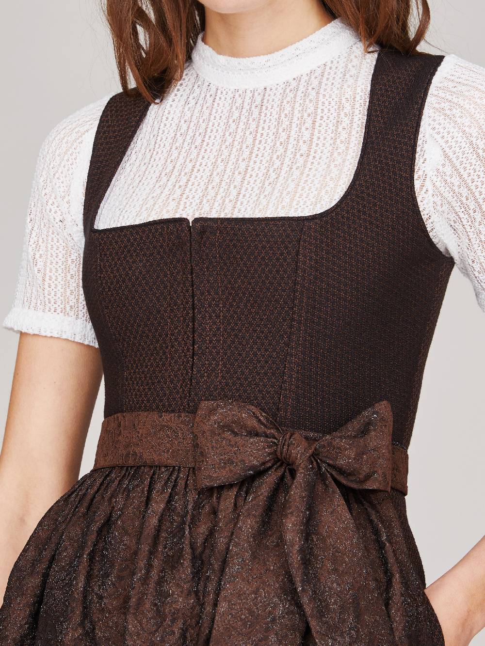 Limberry Dunkelbraunes strukturiertes Dirndl - RAVEN DARK BROWN Online Outlet