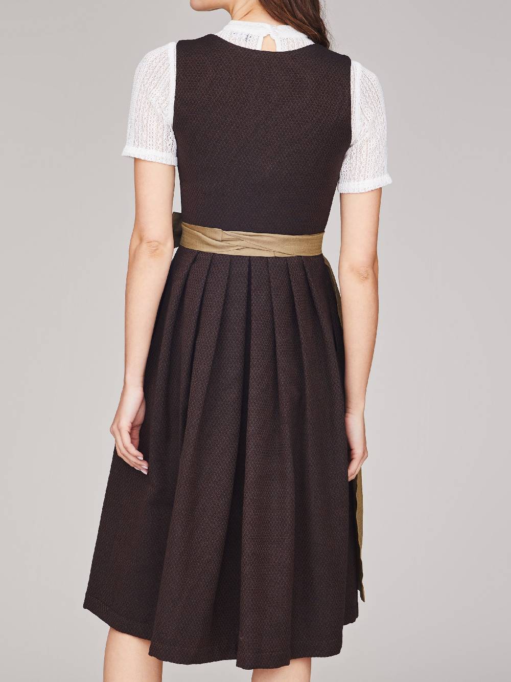 Limberry Dunkelbraunes strukturiertes Dirndl - RAVEN DARK BROWN Online Outlet