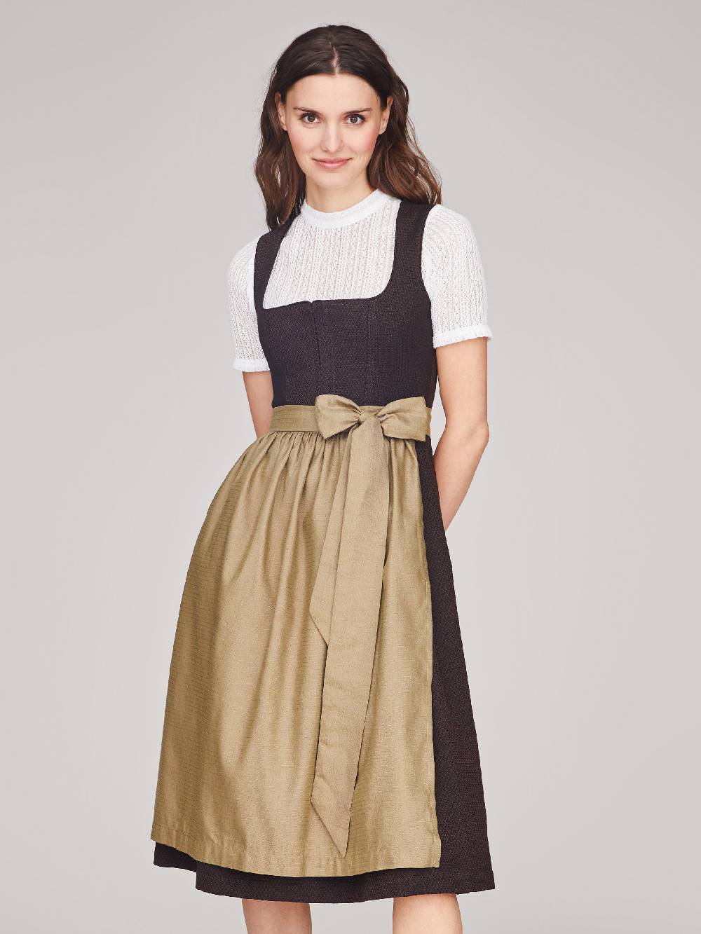 Limberry Dunkelbraunes strukturiertes Dirndl - RAVEN DARK BROWN Online Outlet