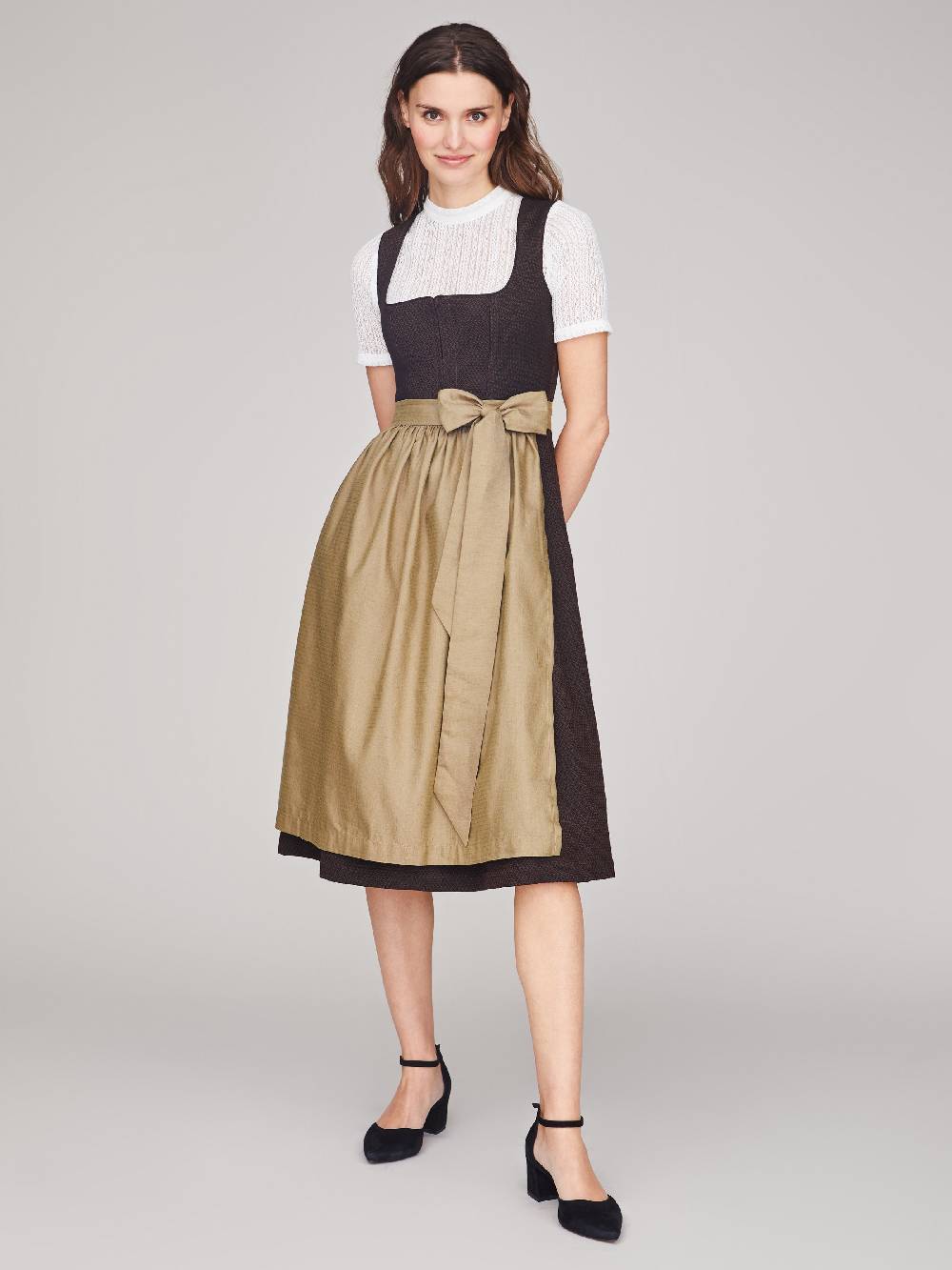 Limberry Dunkelbraunes strukturiertes Dirndl - RAVEN DARK BROWN Online Outlet