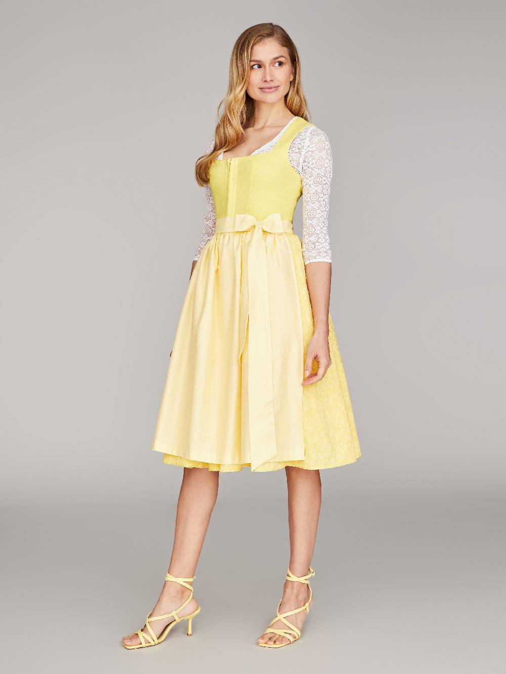 Limberry Zitronengelbes Dirndl mit Leinenmieder - ALMERIA ZITRONE Tiefpreis