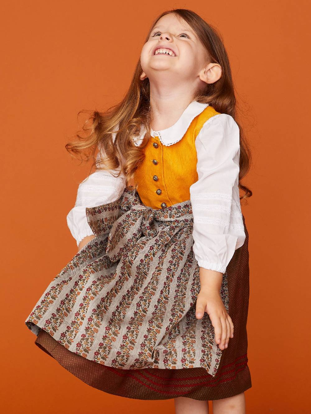 Limberry Senf-farbenes Kinderdirndl mit Schürze - SISSI SENF Super Rabatt