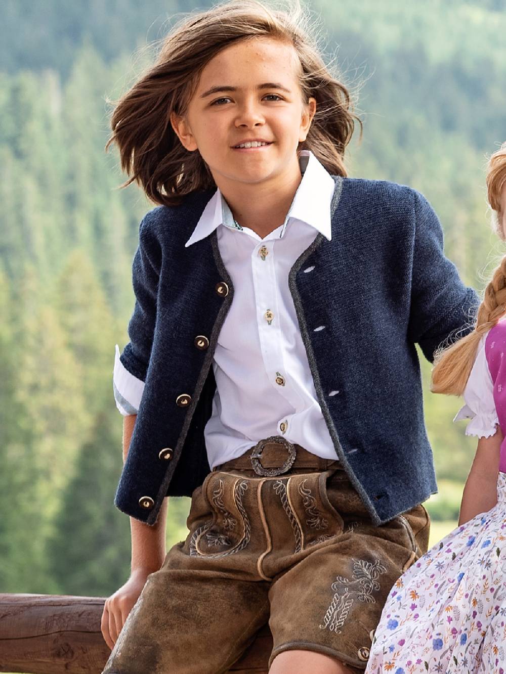 Limberry Weißes Kinder Trachtenhemd mit Hornknöpfen - HORNKNOPF WEISS Online