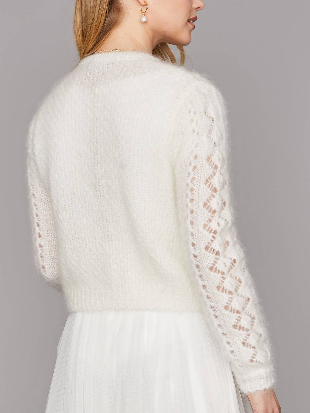 Limberry Braut-Strickjacke aus Mohair mit Perlenknöpfe - FLORA Rabatt