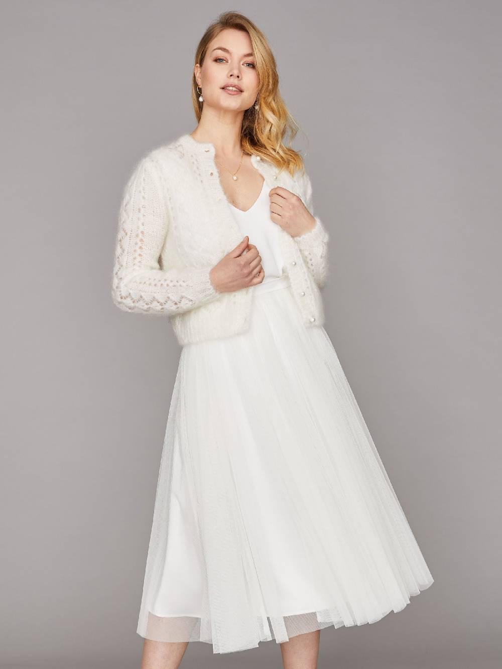 Limberry Braut-Strickjacke aus Mohair mit Perlenknöpfe - FLORA Rabatt