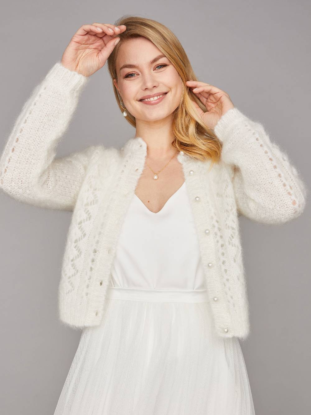 Limberry Braut-Strickjacke aus Mohair mit Perlenknöpfe - FLORA Rabatt
