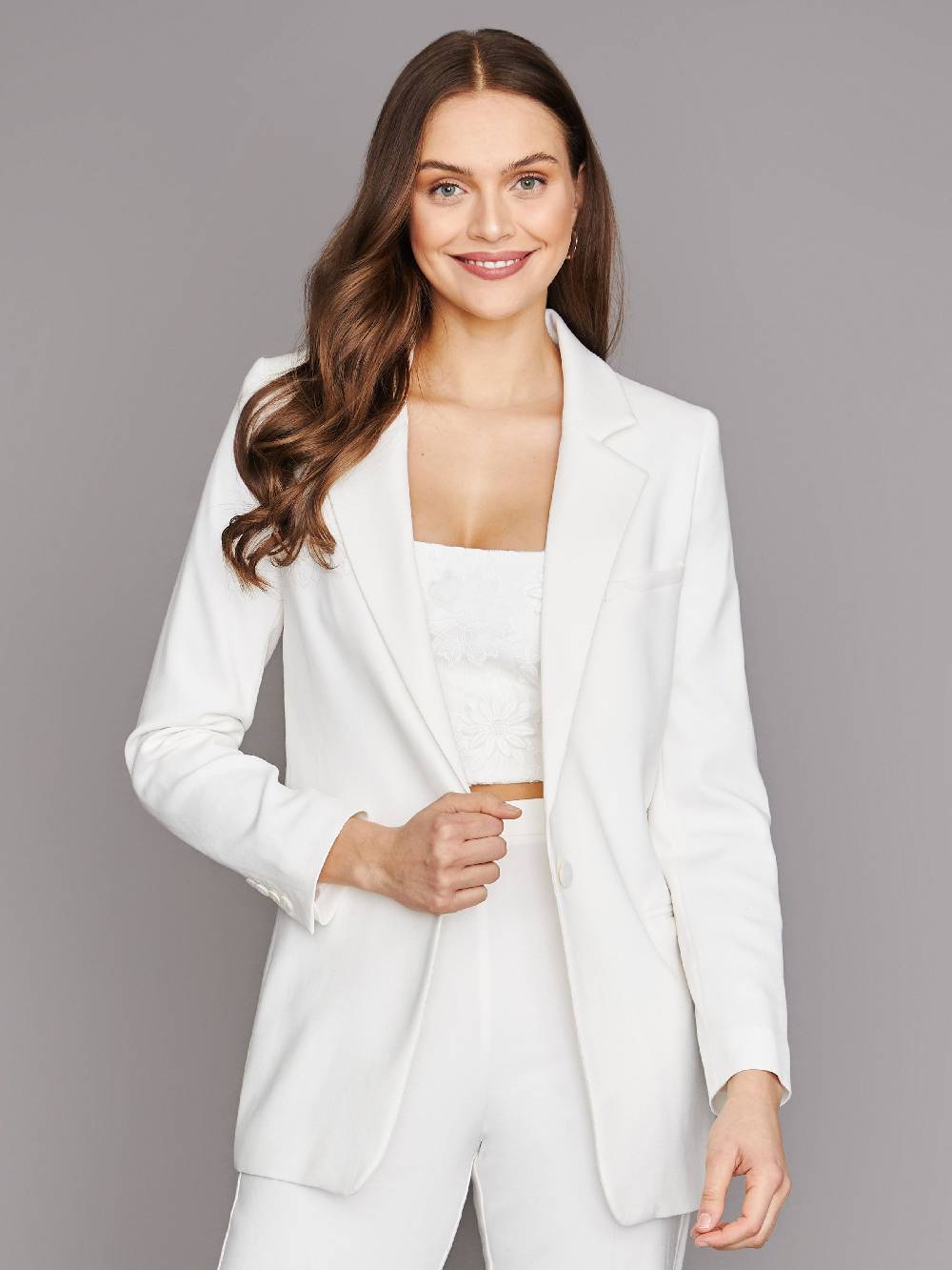 Limberry Cremefarbener Braut-Blazer mit fallendem Revers - MILEY Flash Sale