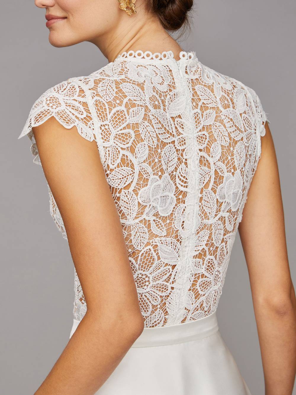 Limberry Cremefarbener Braut-Body mit Blumen-Spitze - VALENTINA Osterangebot