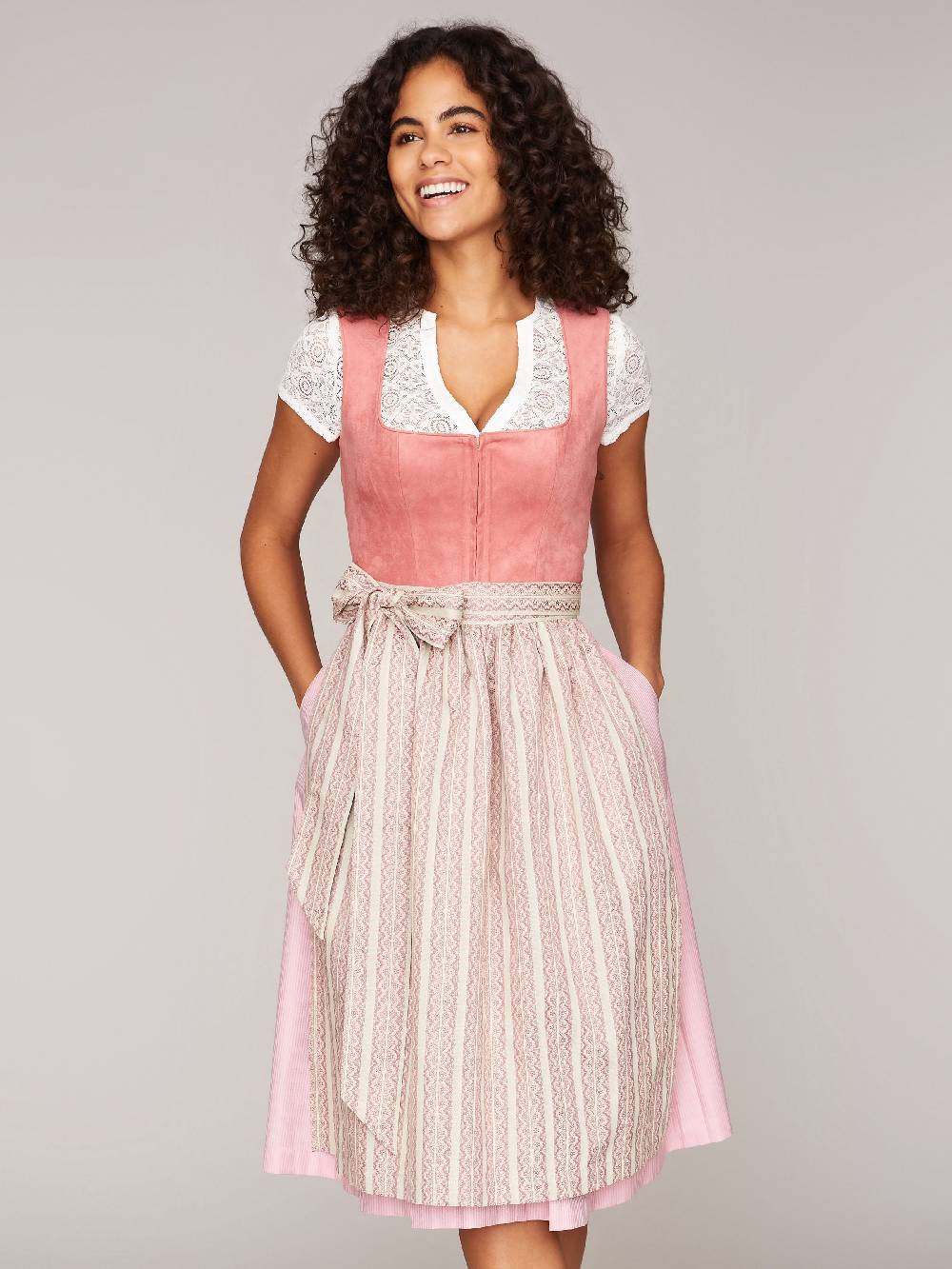 Limberry Weiße Dirndlbluse mit Blumen-Kreis-Spitze - KRISTINA Letzte 2 Tage