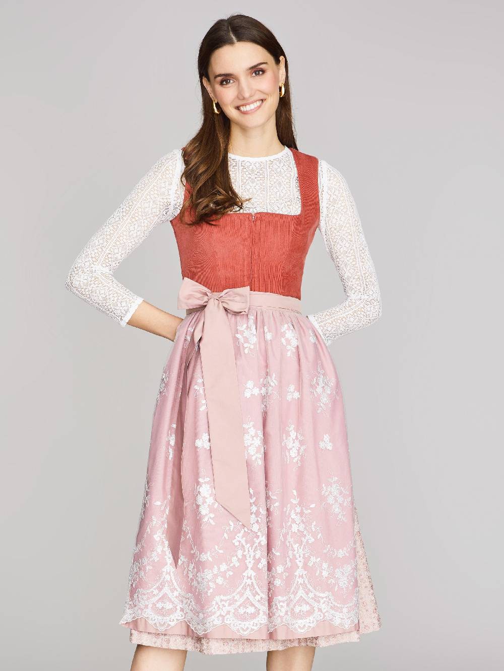 Limberry Coral-farbenes Dirndl mit Cord-Mieder - CAMILLE DUSTY ROSE Rabatt