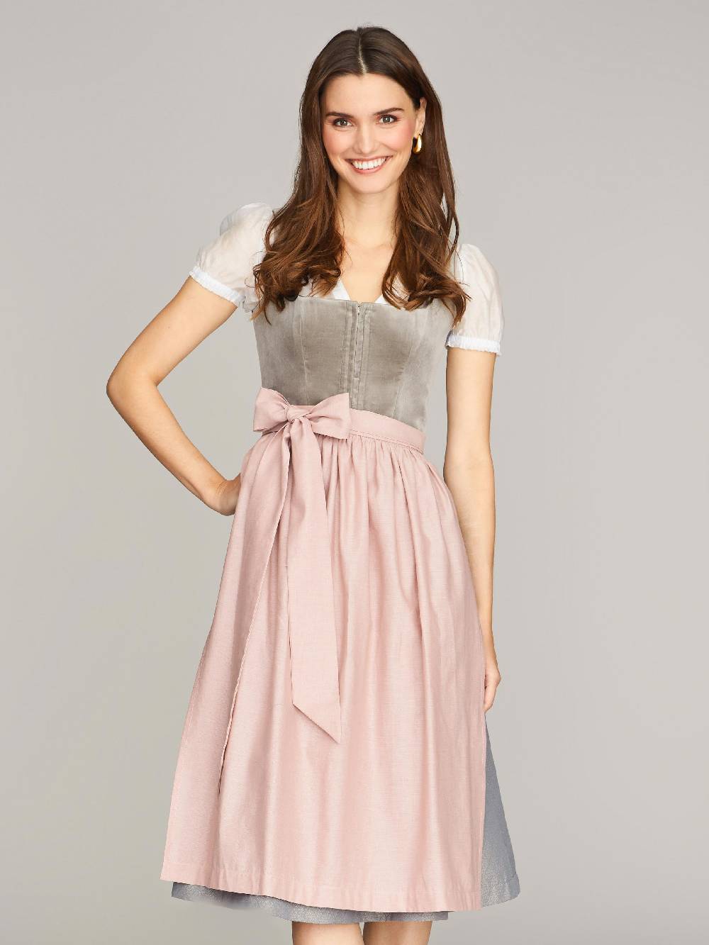 Limberry Graues Dirndl mit Samt-Mieder - DELILAH SKYLIGHT GREY Günstig kaufen