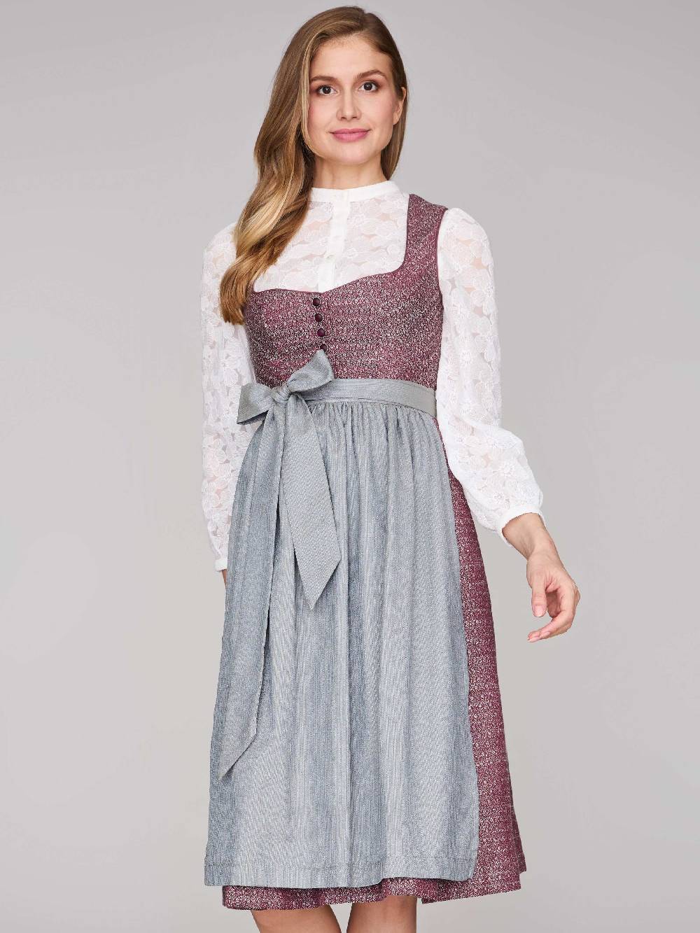 Limberry Rubinrotes Dirndl mit Knöpfen - JOSIE POMEGRANATE Saisonschlussverkauf