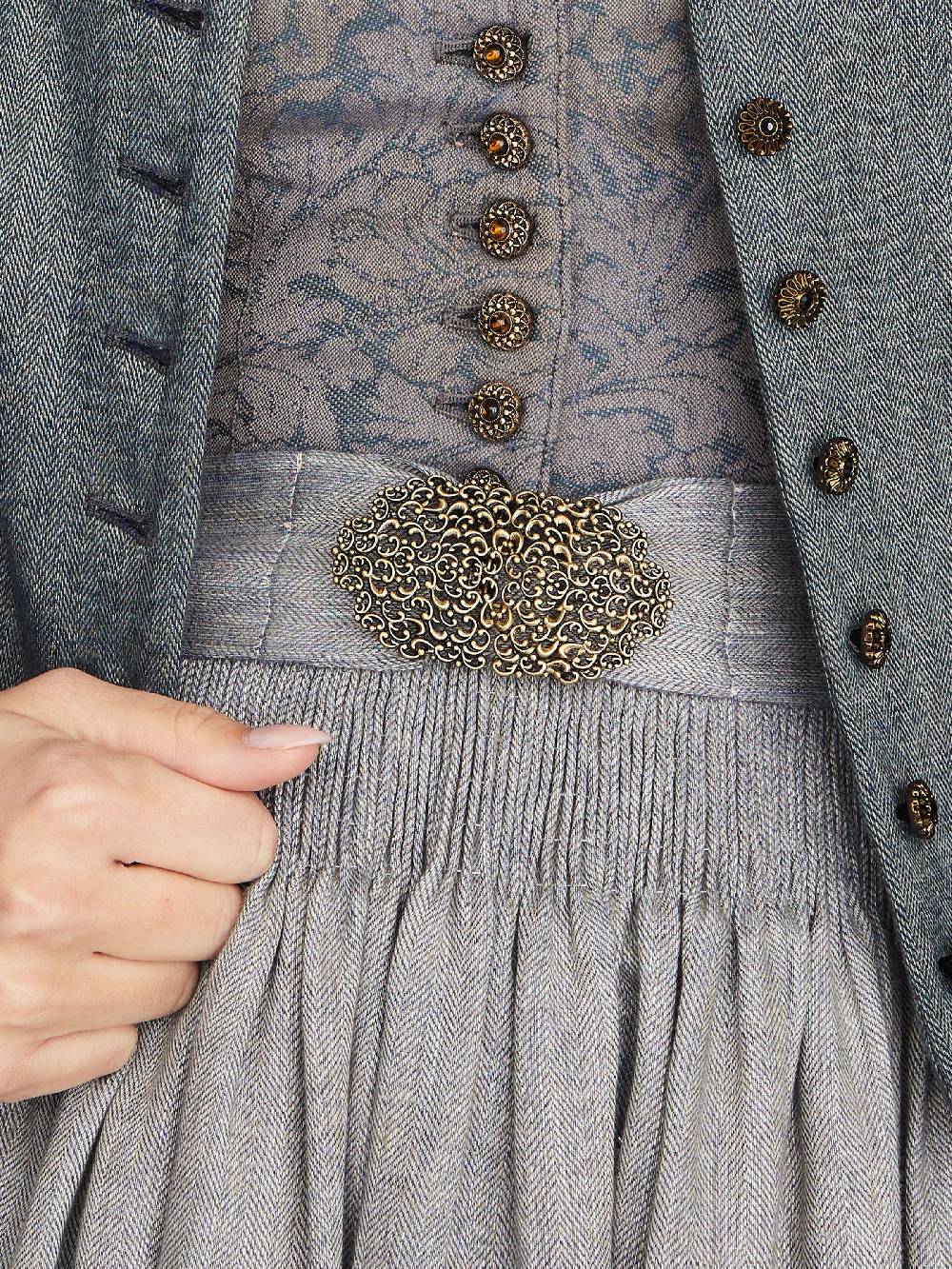 Limberry Nebelblaues Dirndl mit Blumen-Muster - MONIKA NEBELBLAU Heißer Verkauf