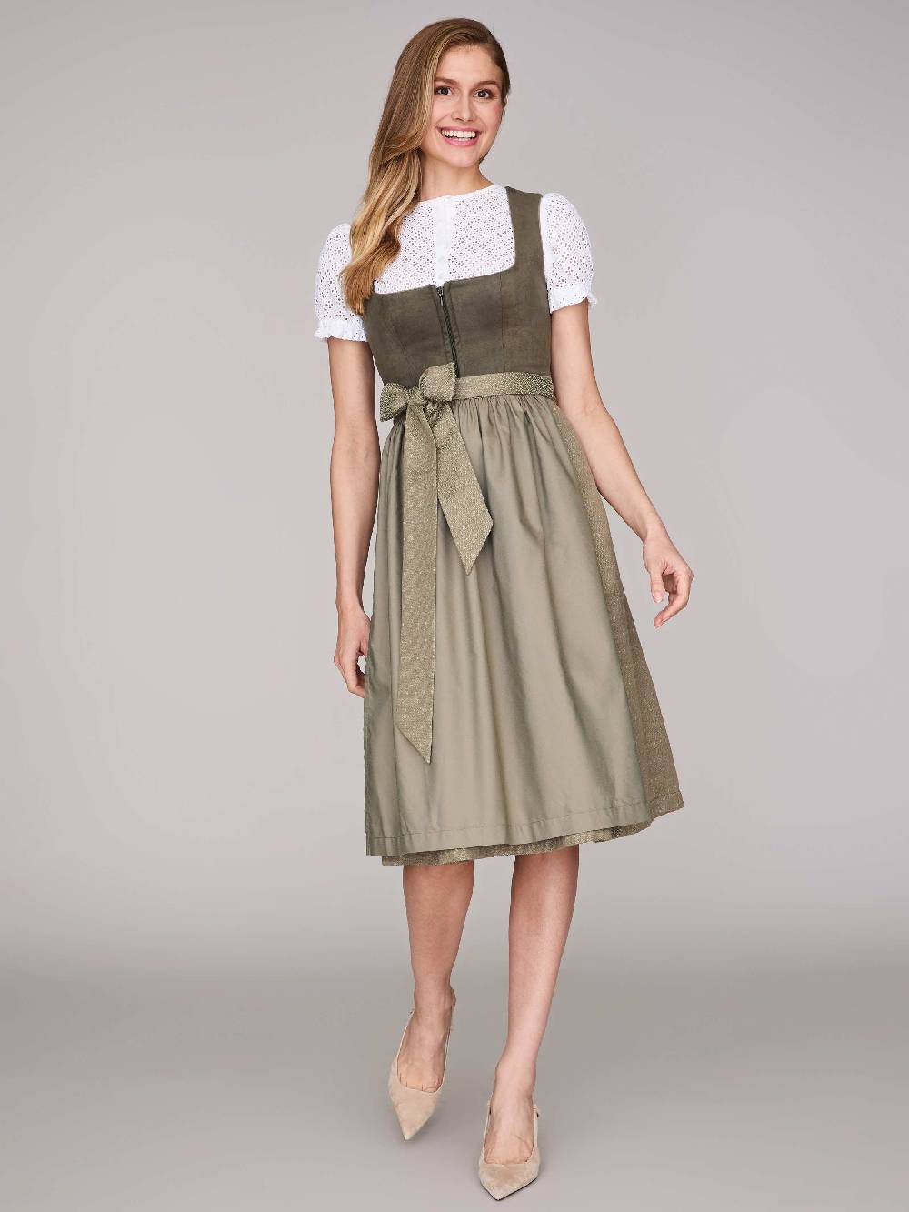 Limberry Moosgrünes Dirndl mit Velours-Mieder - ISOBEL MOSSY GREEN Online Outlet