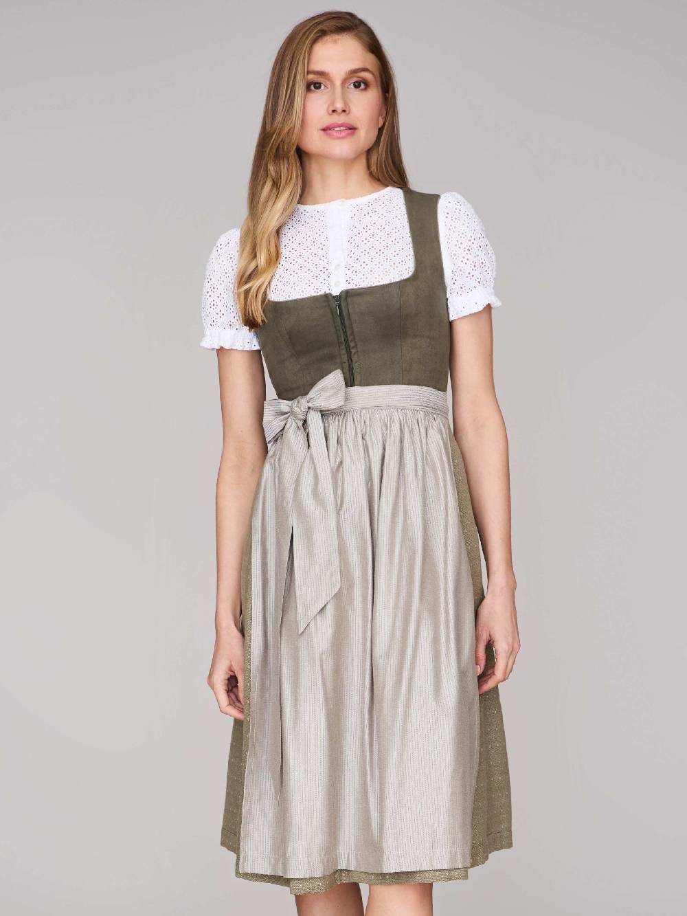 Limberry Moosgrünes Dirndl mit Velours-Mieder - ISOBEL MOSSY GREEN Online Outlet