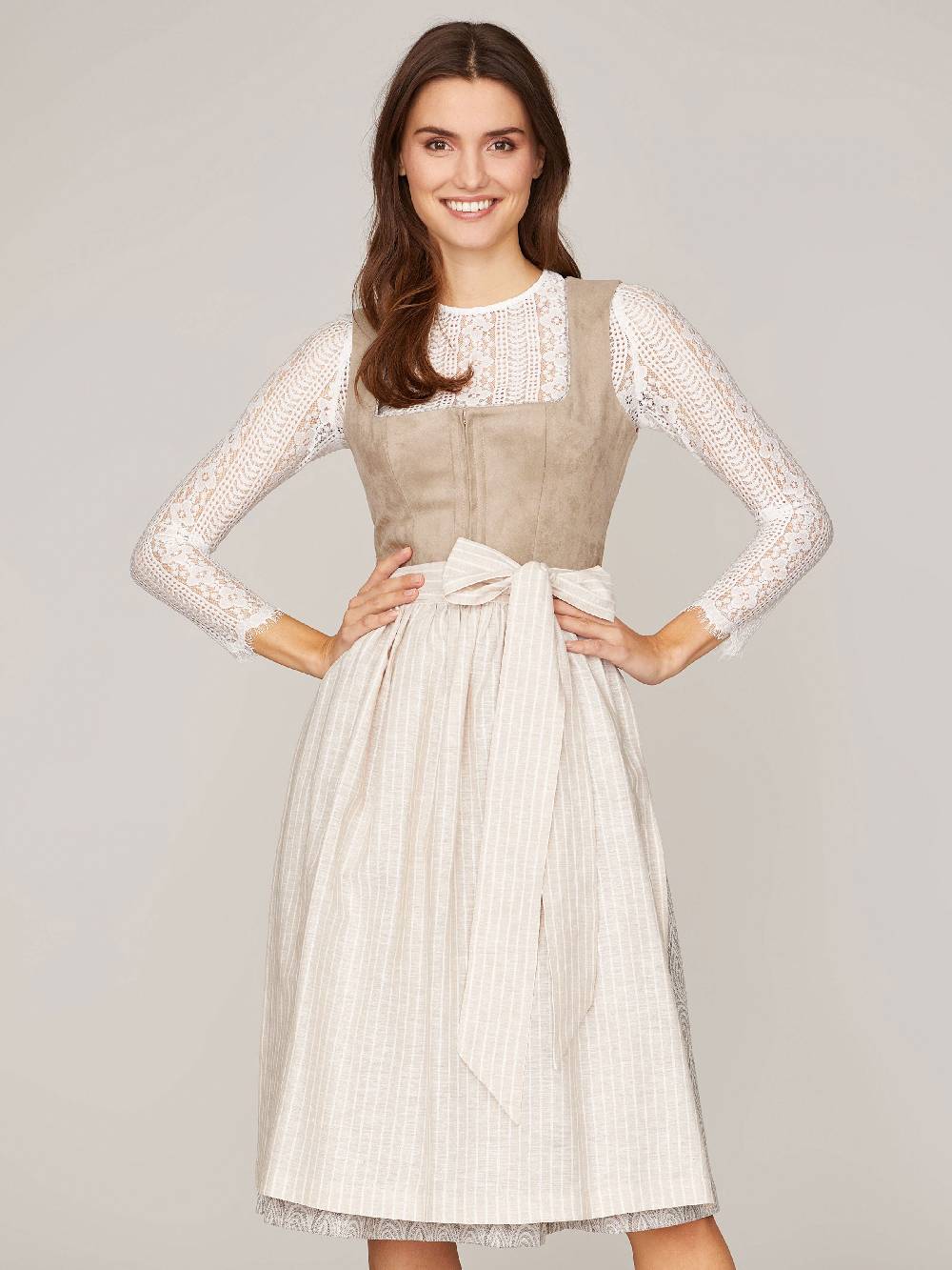 Limberry Hellbeiges Dirndl im Animalprint - KIRA SAND Bis zu 50% Rabatt