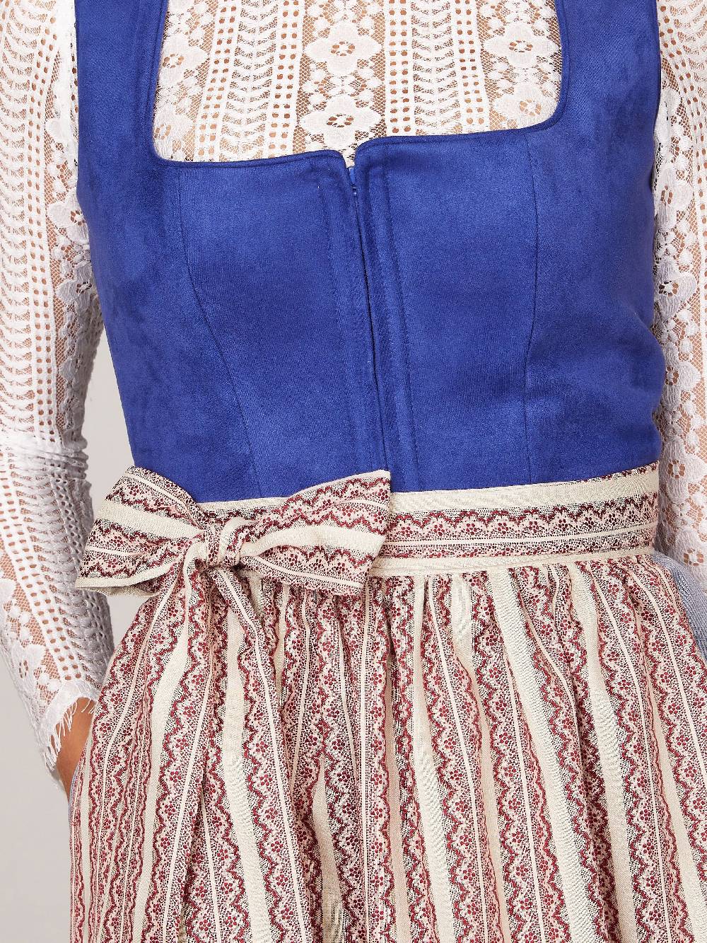 Limberry Royalblaues Dirndl mit Mieder aus Veloursleder-Optik - SAMANTHA BLUE Discount Store für neue Produkte