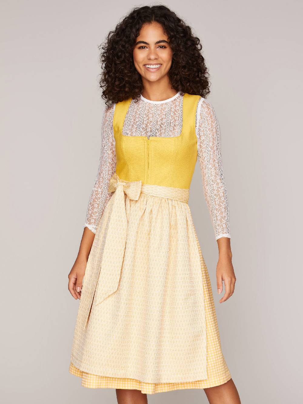 Limberry Gelbes Dirndl mit Leinen-Mieder - MIRANDA YELLOW Clearance-Verkauf