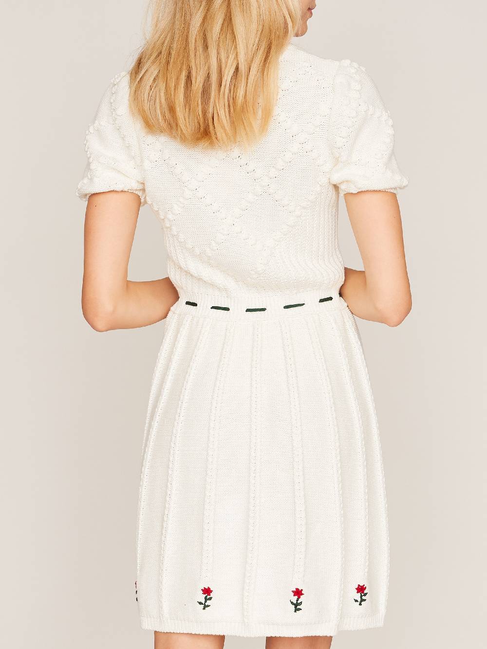 Limberry Weißes Strickkleid mit Blumenstickerei - HEIDI Meist gekauft