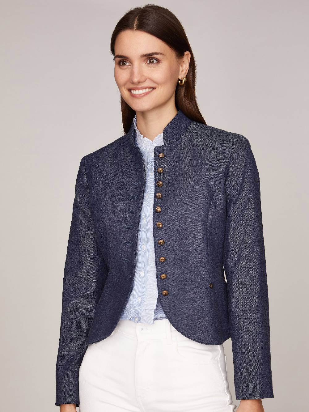 Limberry Denimfarbener Trachten-Blazer mit Stehkragen - CHRISTL Preisnachlass