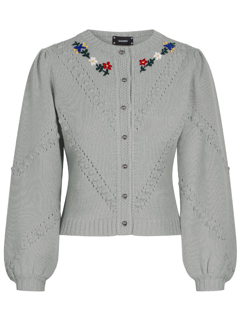 Limberry Strickjacke in Khaki mit Blumenstickerei - THERESA Saisonale Angebote