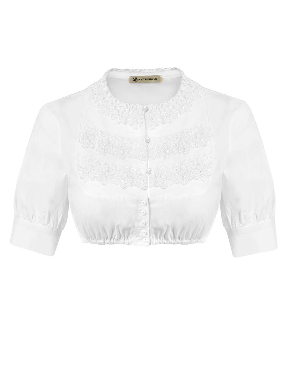 Limberry Weiße Dirndlbluse mit floraler Spitzenapplikation - ALVA Bis zu 55% Rabatt