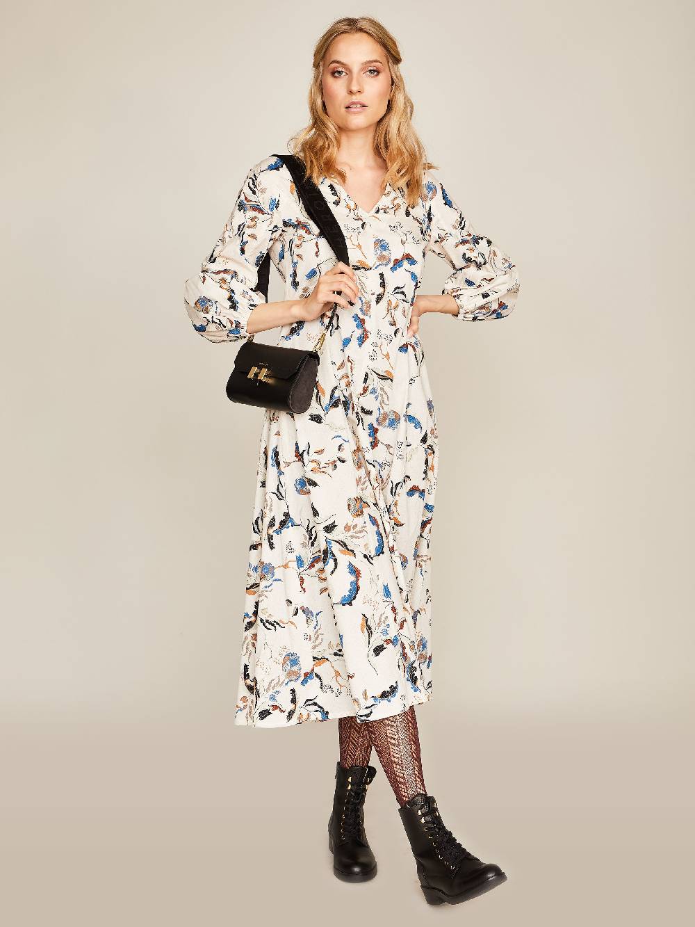 Limberry Cremeweisses Kleid mit Blumenmuster - 176240-3908 Fabrikverkauf