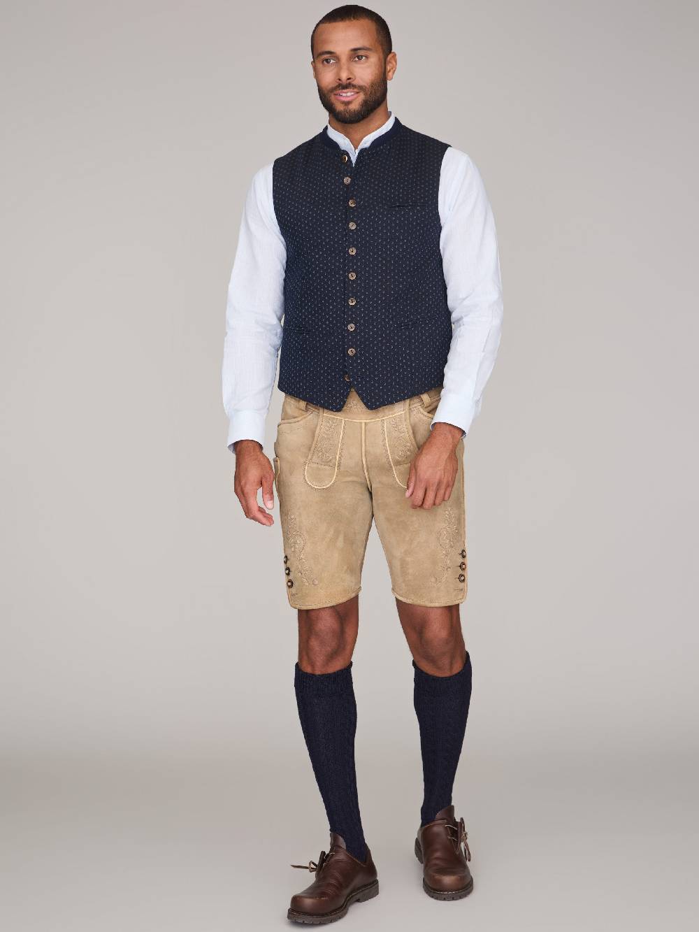 Limberry Gemusterte dunkelblaue Trachtenweste - MAXIMILIAN DARK NAVY Exklusivangebot