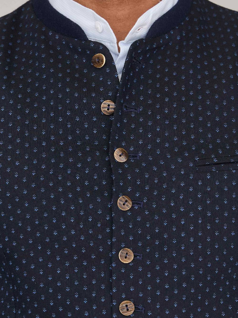 Limberry Gemusterte dunkelblaue Trachtenweste - MAXIMILIAN DARK NAVY Exklusivangebot