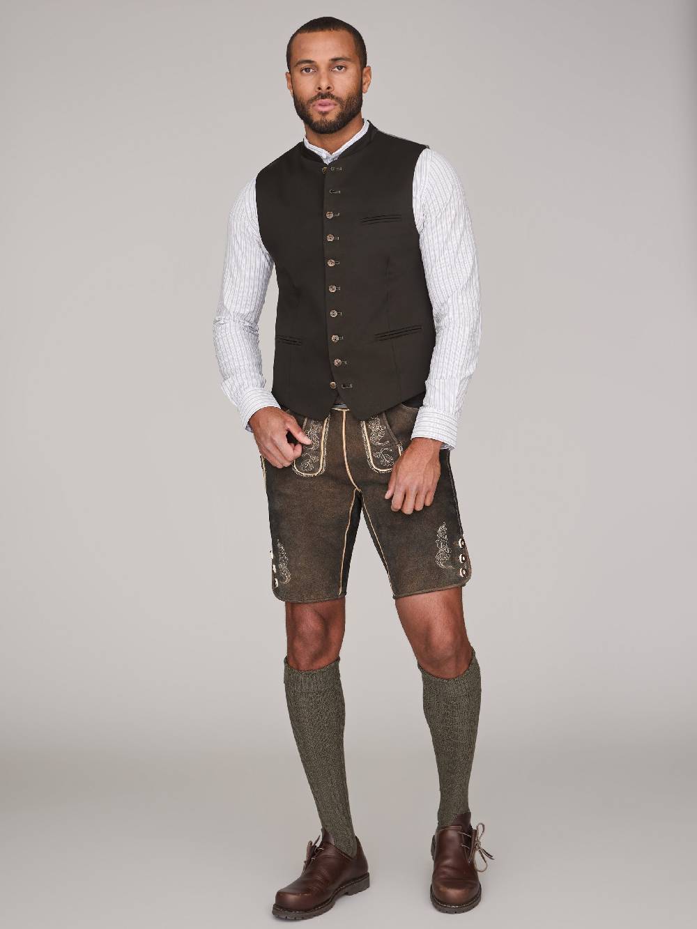Limberry Dunkelgrüne Trachtenweste - FELIX DARK KHAKI Weihnachtsangebot