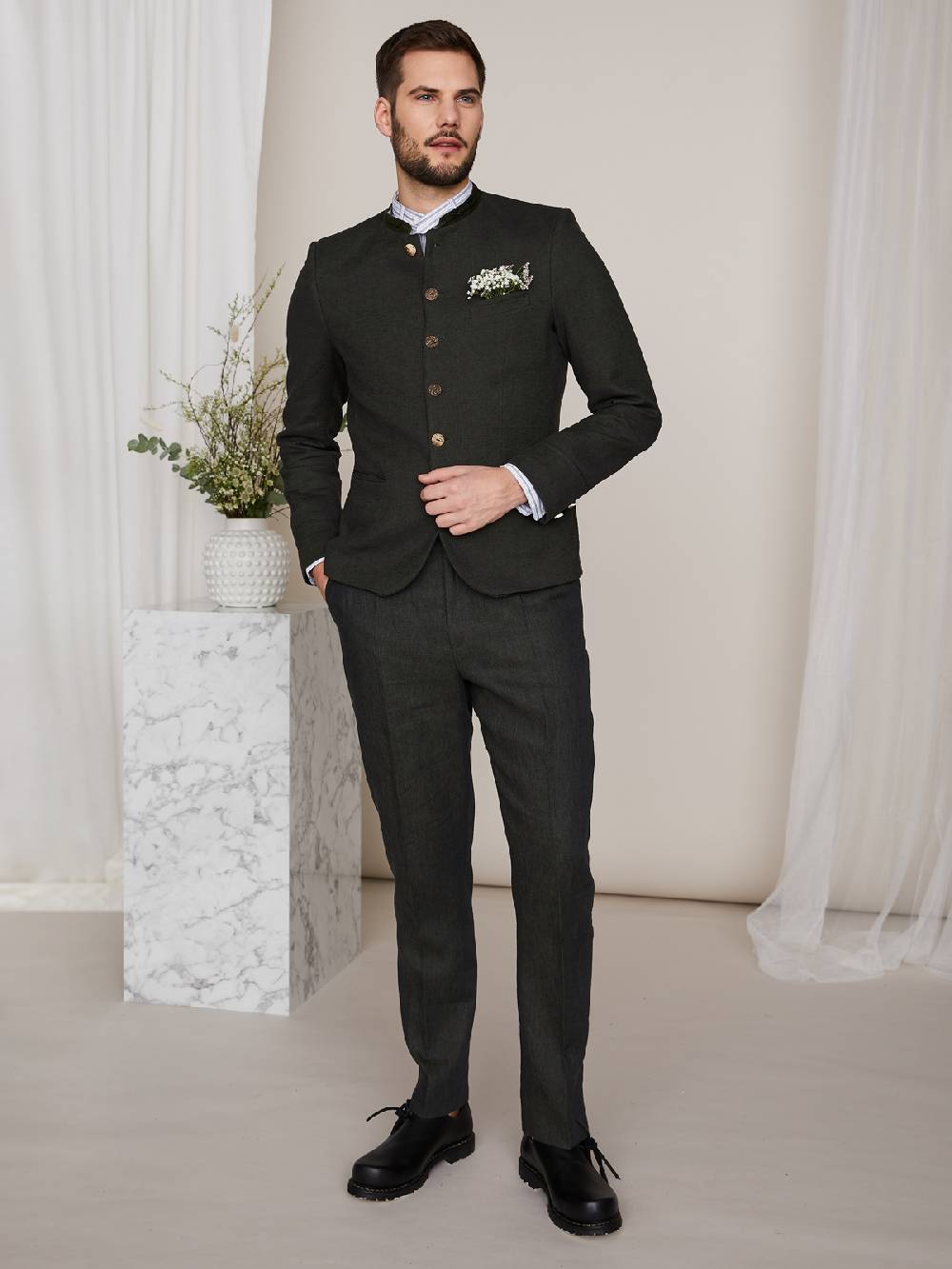Limberry Flaschengrüne Herrenhose aus Leinen - PIERRE FLASCHENGRÜN Fabrik Onlineshop